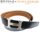 【返品可】エルメス HERMES コンスタンス Hベルト 32MM □R刻印 ブラックx茶 ゴールド シルバー金具 ボックスカーフ トゴ リバーシブル 85 ベ...
