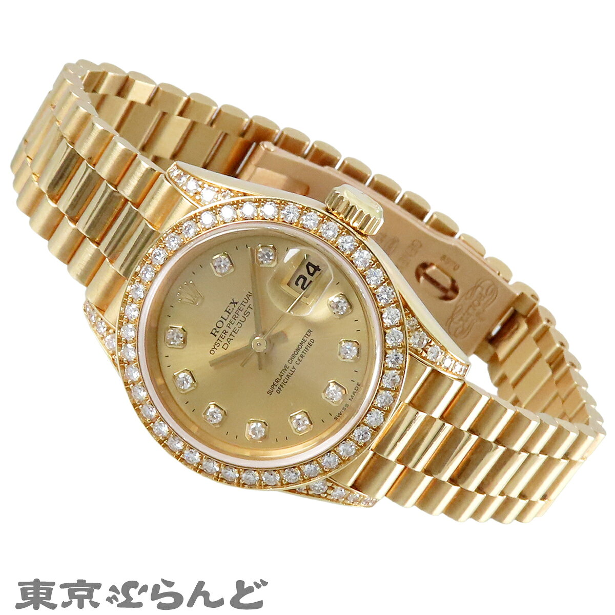 【中古】【返品可】ロレックス デイトジャスト レディース 腕時計 自動巻 K18YG ダイヤモンド ダイヤベゼル 金無垢 プレジデントブレス 箱保付 シャンパン 79158G A番 [送料無料] 101891979 tokyo-brand-10300998 東京ぶらんど サンプル画像2