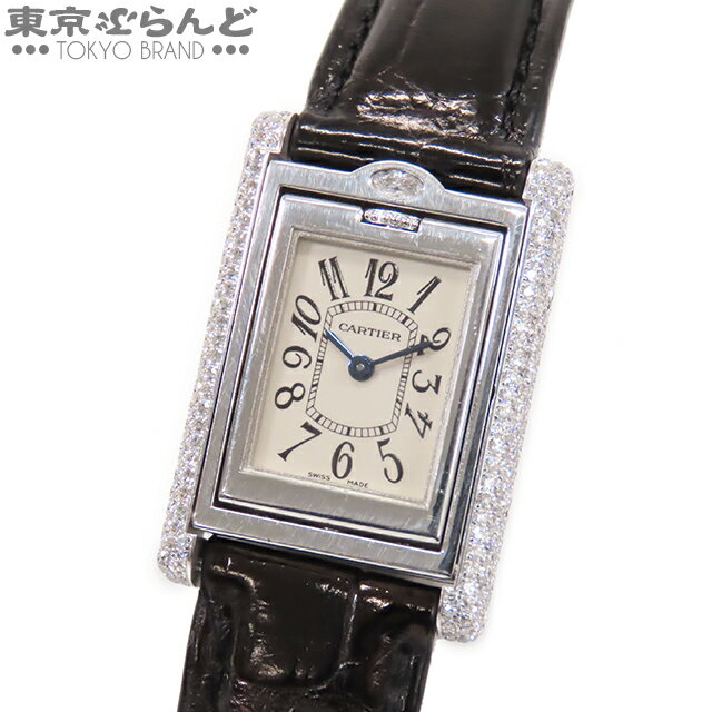 【5%クーポン♪5.17～5.21】【決算セール■】【美品】 カルティエ Cartier タンクバスキュラント SM ダイヤモンド 時計 腕時計 レディース K18 WG レザー クォーツ WA203531 送料無料 【中古】【返品可】 pdw tk■ 101625482