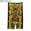 【5%クーポン♪5.2〜5.11】【返品可】ヴェルサーチェ VERSACE プリント ハーフレギンス ブラックxゴールド ナイロン ポリウレタン 36 ボトムス...