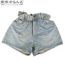 【5%クーポン♪4.16〜4.27】【返品可】ミュウミュウ MIUMIU デニム ショートパンツ ロゴ GWP300 インディゴブルー 青 コットン ハイライズ...