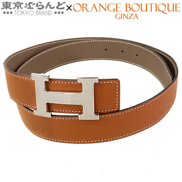 【中古】【返品可】エルメス HERMES Hベルト メンズ スイフト エプソン コンスタンス リバーシブル □P刻印 ゴールドxエトゥープ シルバー金具 [送料無料] 101821986