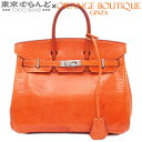 【2024年4月度月間優良ショップ】【返品可】エルメス HERMES バーキン25 □J刻印 オレンジ ルテニウム金具 リザード ハンドバッグ レディース 送料無料 【中古】 101714788