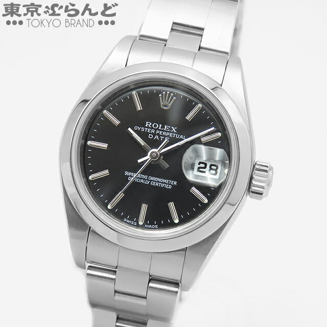 【返品可】箱・保証書付き ロレックス ROLEX オイスターパーペチュアル デイト 79160 Y番 ブラック SS オイスターブレス 腕時計 レディース 自動巻 仕上済 [送料無料] 【中古】 101682394