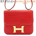 【スプリングセール◆】【返品可】エルメス HERMES コンスタンス ミニ 18 〇X刻印 ルージュヴィフ ゴールド金具 オーストリッチ ショルダーバッグ レディース 送料無料 【中古】 101695994