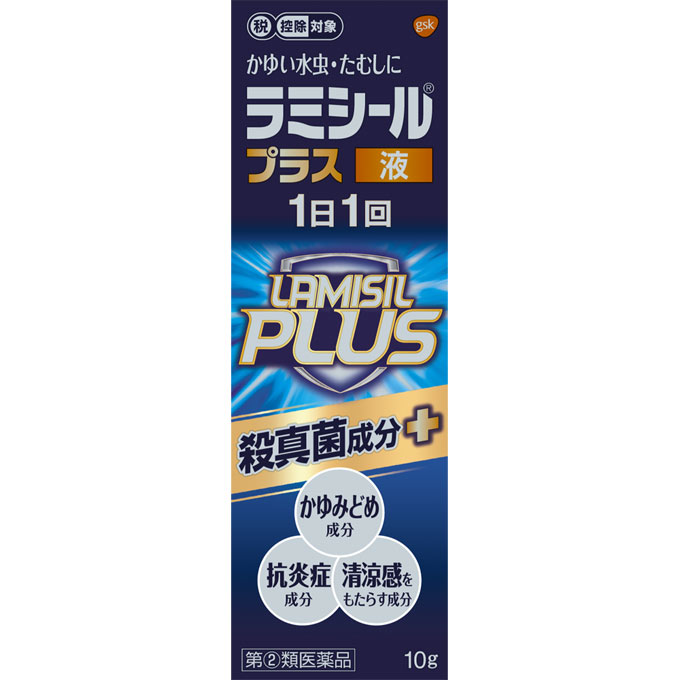 メール便をご利用の方は必ず以下ページをご確認ください。 水虫・たむしは白癬菌というカビ(真菌)が皮ふ表面にある角質層に感染 ・寄生しておきる皮ふ病です。ラミシールプラス液は、殺真菌成分テルビナフィン塩酸塩を配合する水虫・たむし治療薬です。 ●有効成分である「テルビナフィン塩酸塩」の優れた殺真菌作用と角質層への浸透力は、1日1回の塗布で薬剤が患部に留まり、かゆみや痛みなどを引き起こす水虫・たむしに持続的に効果を発揮し、症状を治していきます。 ●クロタミトンが患部の不快なかゆみを鎮めます。 ●グリチルレチン酸が患部の炎症を抑えます。 ●l-メントールが爽やかな使用感を与えます。 ●乾きやすく、サラッとした使用感の液剤で、特に乾燥(カサカサ)タイプの患部にお勧めします。 効果・効能 みずむし、いんきんたむし、ぜにたむし ●用法・用量 ●成分・分量 100g中 テルビナフィン塩酸塩 1g・クロタミトン 5g・グリチルレチン酸 0.5g・l-メントール 2g 添加物:N-メチル-2-ピロリドン、エタノール ●メーカー ノバルティスファーマ株式会社 ●区分 日本製・指定第2類医薬品 ●分類 　水虫・たむし治療薬 ●広告文責 株式会社ルージュ 03-3980-1585 ※画像はイメージ画像となっております。 テスター品 試用見本品 半額以下な掘り出しもの満載 噂の『特価品』はココをクリック外箱不良 箱つぶれ 箱なし 難あり 在庫処分 キズ有 アウトレットなどですが激レアな商品が見つかるかも…商品の発売日・カラー種類・タイプなどの商品の詳細情報につきましては各商品の発売元・製造メーカーに直接お問い合わせください。それらのお問い合わせおよび特価品に関するご質問は一切お答えしません。ご了承ください。ご注文その他の事を問い合わせ希望の方はご質問前にこちらのページをよくお読みください。よくある質問集