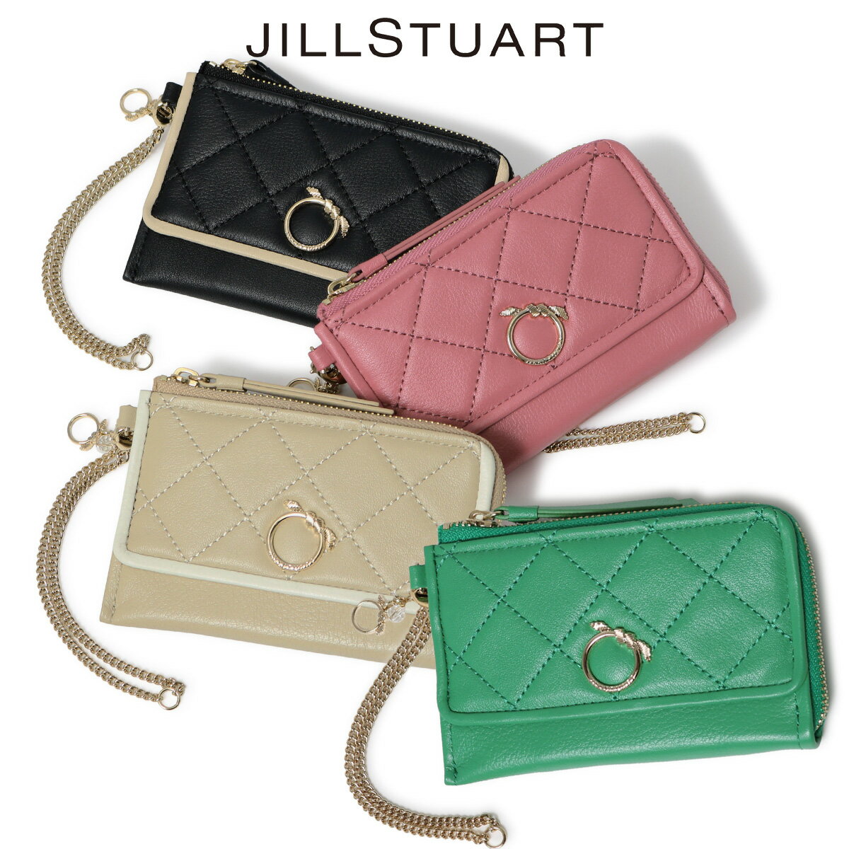 ジルスチュアート フラグメントケース 本革 レザー カードケース 定期入れ レディース JSLW2DE1 プログレス JILLSTUART キルティング カード入れ カード収納 パスケース 小銭入れ コインケース 牛革[即日発送]