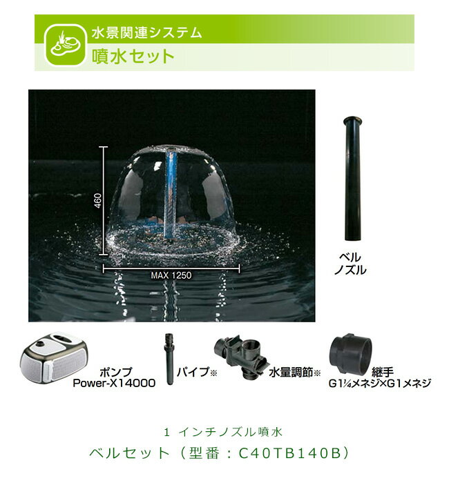 1 インチノズル噴水「ベルセット」（型番：C40TB140B）【噴水 湧き水 お手軽 取付簡単 グローベン社正規販売店】