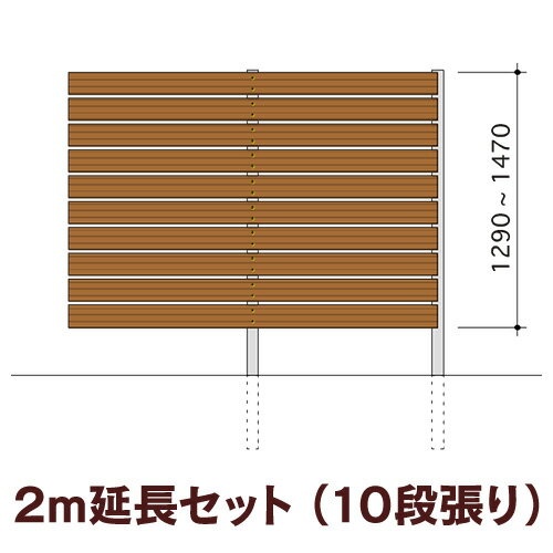 木目調樹脂フェンス サイズ：幅120mm10段張り(※部材セットのため、お客様による組立は必要です)