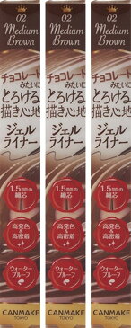 3本セット【02】 CANMAKE(キャンメイク) クリーミータッチライナー 02 ミディアムブラウン アイライナー ジェルライナー 超極細 ウォーターブルーフ