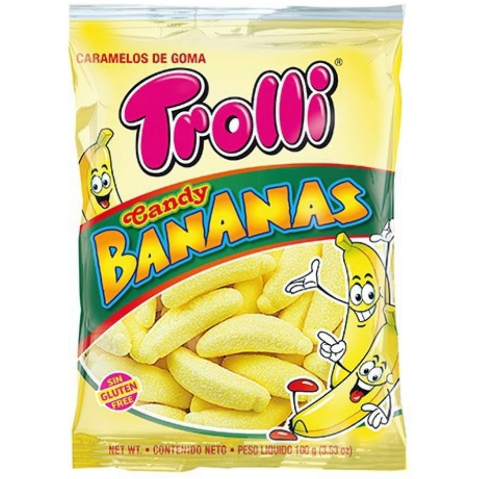 訳アリ：袋破れがあり【Trolli・バナナ】トローリ バナナグミ キャンディバナナ 　お菓子 プレゼント　ハロウィン ストロベリー キス グミ