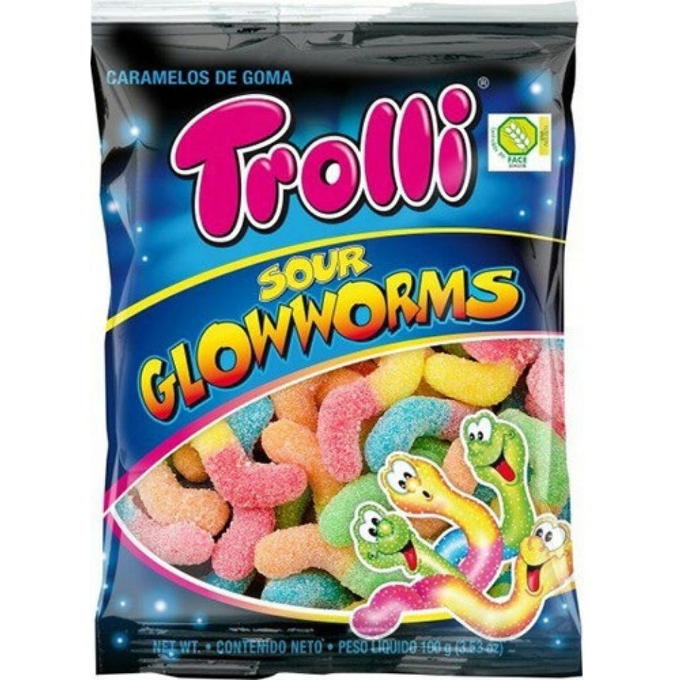 送料無料【Trolli・サワー】トローリ サワー グローワーム グミ レインボーグミ お菓子 プレゼント　ハロウィン ストロベリー キス グミ