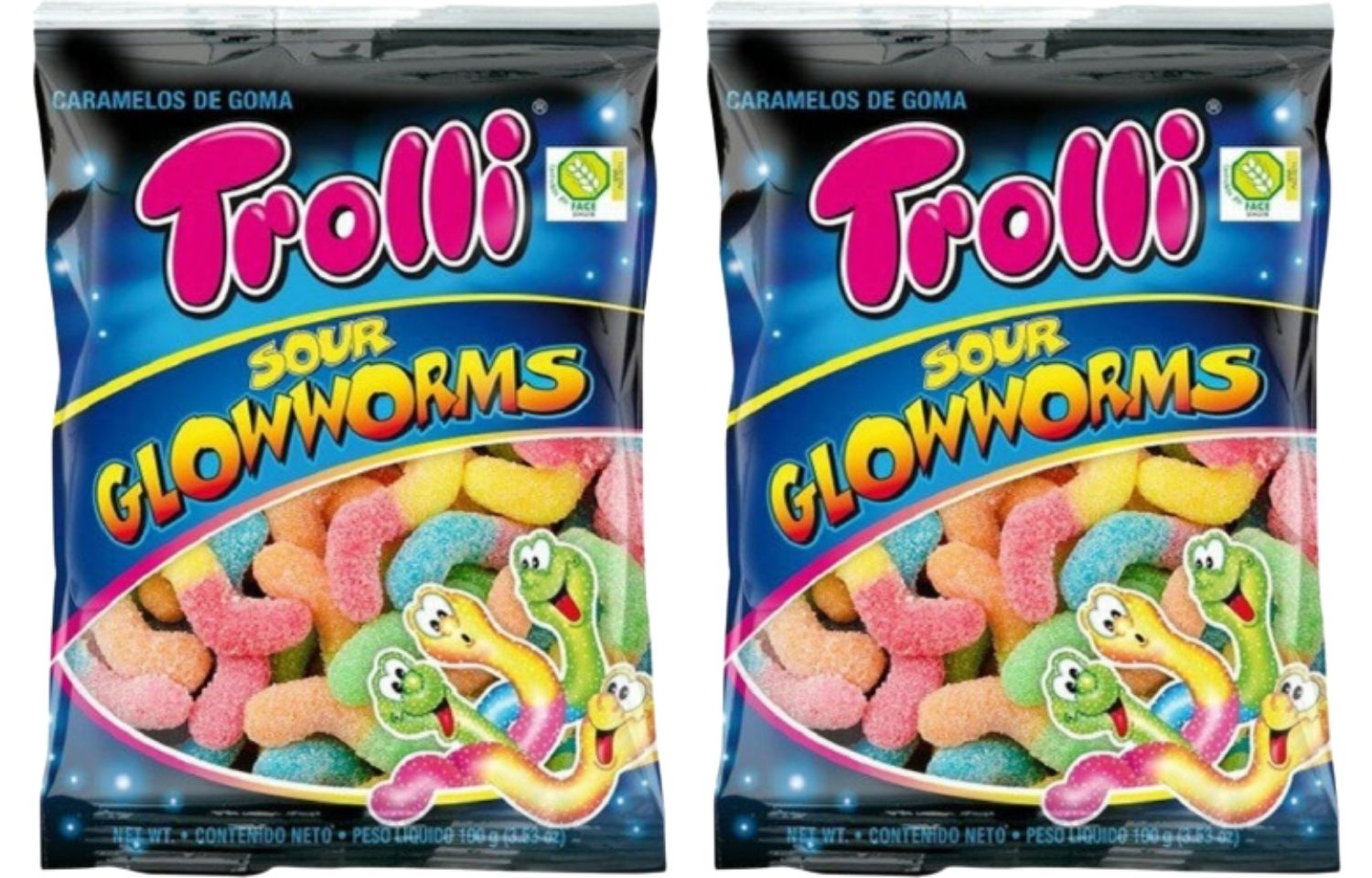 2個セット【Trolli・サワー】トローリ サワー グローワーム グミ レインボーグミ お菓子 プレゼント　ハロウィン ストロベリー キス グミ