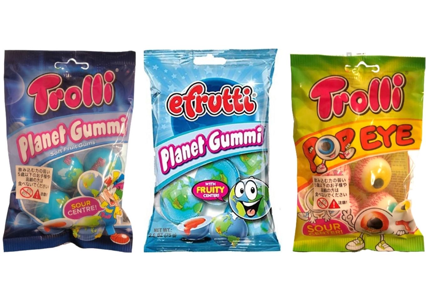 【選択・単品】Trolli トローリ ポップアイ / efrutti イーフルッティ プラネットグミ 地球グミ / 目玉グミ Planet Gummi 惑星グミ　お菓子 プレゼント　ハロウィン