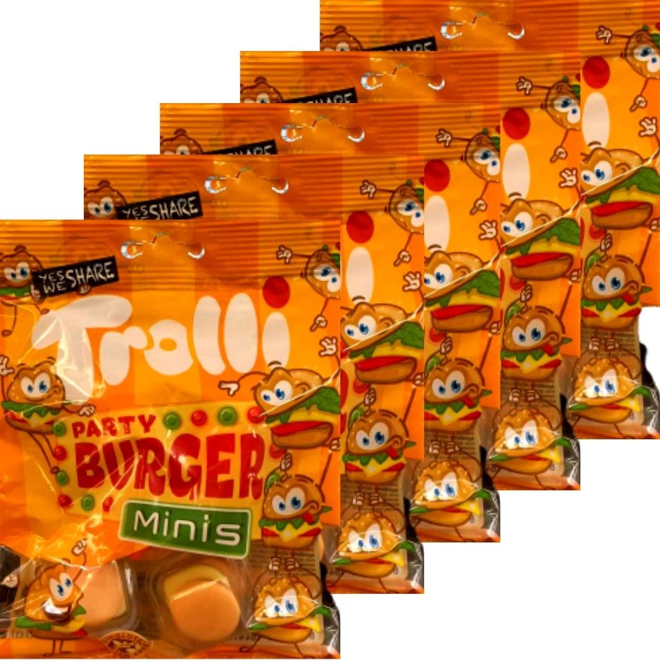 袋タイプ【5個セット・送料無料】Trolli トローリ ハンバーガーグミ　お菓子 プレゼント　ハロウィン バーガーグミ グミバーガー ミニバーガーグミ