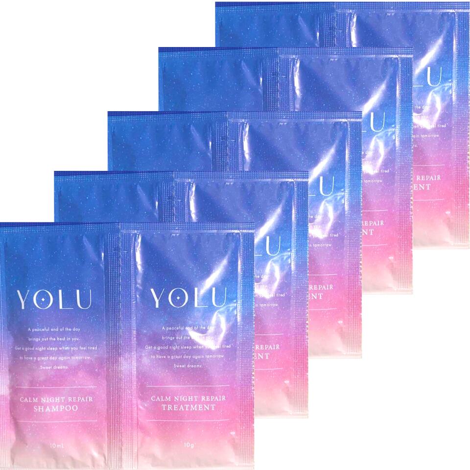 5個セット 1回分【シャンプー＆トリートメント】YOLU (ヨル) カーム ナイト リペア シャンプー / トリートメント 『お試し』 シャンプー ヘアケア 使い切りタイプ トラベルパック ばらのサムネイル