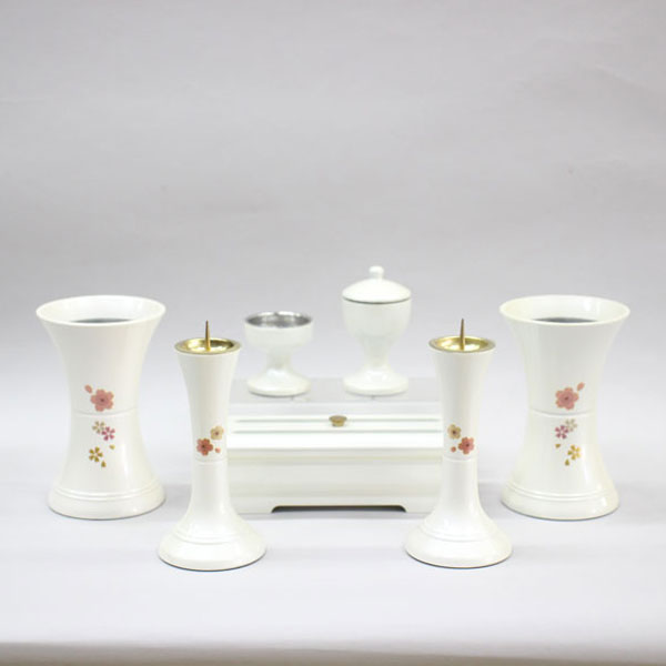 アルミ製 さくら仏具 パールホワイト・7点セット 創価学会 仏具