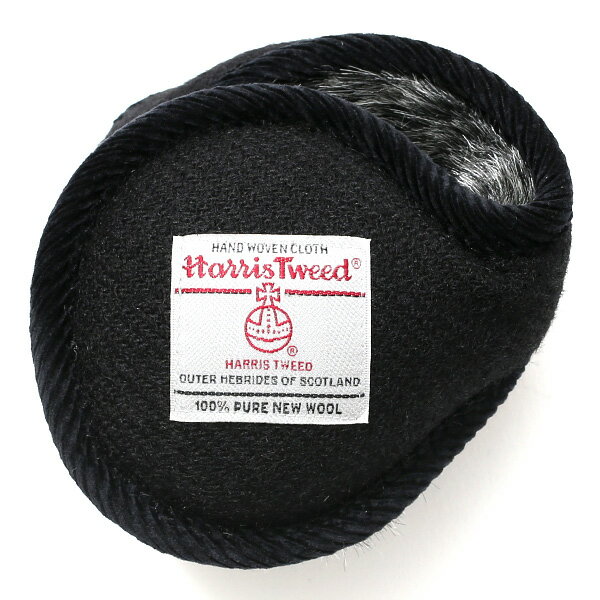 ハリスツイード(Harris Tweed) 無地 イヤーマフラー ブラック英国ハリス島の漁師が愛したイギリス伝統の生地、「ハリスツイード」を使用した、日本製イヤーマフ。ユニセックスなデザインなので、冬のプレゼントにも最適です。keyword...