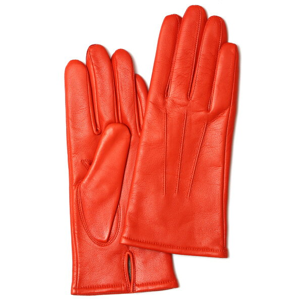 KURODA(クロダ) 革手袋 レディース カシミヤ裏地 オレンジ 橙色 防寒 グローブ 本革 レザー ウィメンズ 女性 通勤 スーツ ビジネス キレイめ 高級