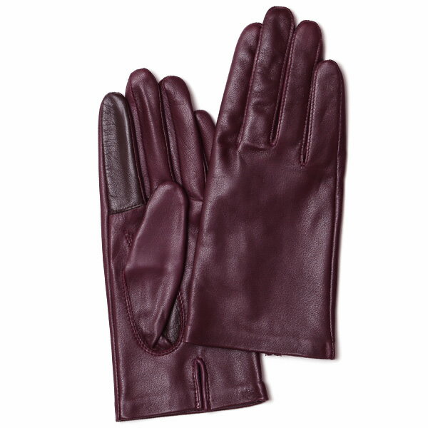 【スマホ対応】 手袋 レディース レザー グローブ 冬 革手袋 シンプル 防寒 婦人 レザーグローブ 無地 レッド ワイン 赤色 タッチパネル シープスキン 手袋 ブランド プレゼント ギフト クリスマス 女性用 通勤 クロダ(KURODA)