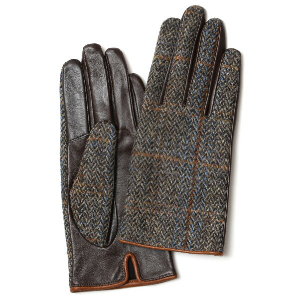 ハリスツイード 日本製 革手袋 レディース スマホ対応 化粧箱付き ブランド 防寒 本革 手袋 ブラウン 茶 茶色 チクチクしない 暖かい タッチパネル 操作可能 プレゼント ギフト かわいい 女性 ビジネス 仕事 クリスマス KURODA(クロダ)