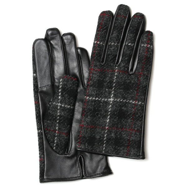 ハリスツイード 日本製 革手袋 レディース スマホ対応 化粧箱付き ブランド 防寒 本革 手袋 グレー グレイ 灰色 チクチクしない 暖かい タッチパネル 操作可能 プレゼント ギフト かわいい 女性 ビジネス 仕事 クリスマス KURODA(クロダ)