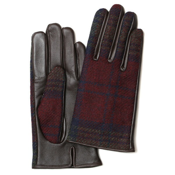 ハリスツイード 日本製 革手袋 レディース スマホ対応 化粧箱付き ブランド 防寒 本革 手袋 レッド ワイン 赤色 チクチクしない 暖かい タッチパネル 操作可能 プレゼント ギフト かわいい 女性 ビジネス 仕事 クリスマス KURODA(クロダ)