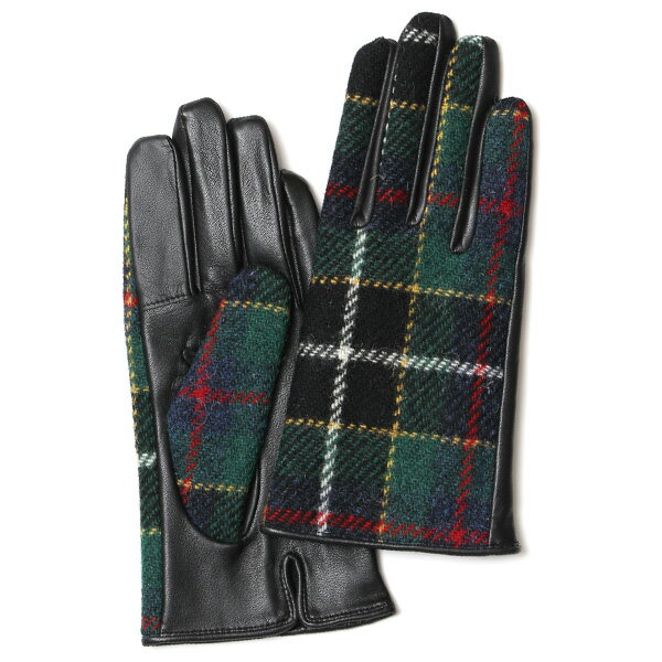 ハリスツイード 日本製 革手袋 レディース スマホ対応 化粧箱付き ブランド 防寒 本革 手袋 グリーン 緑色 チクチクしない 暖かい タッチパネル 操作可能 プレゼント ギフト かわいい 女性 ビジネス 仕事 クリスマス KURODA(クロダ)