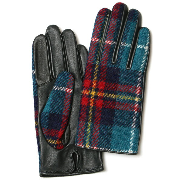 ハリスツイード 日本製 革手袋 レディース スマホ対応 化粧箱付き ブランド 防寒 本革 手袋 グリーン 緑色 チクチクしない 暖かい タッチパネル 操作可能 プレゼント ギフト かわいい 女性 ビジネス 仕事 クリスマス KURODA(クロダ)