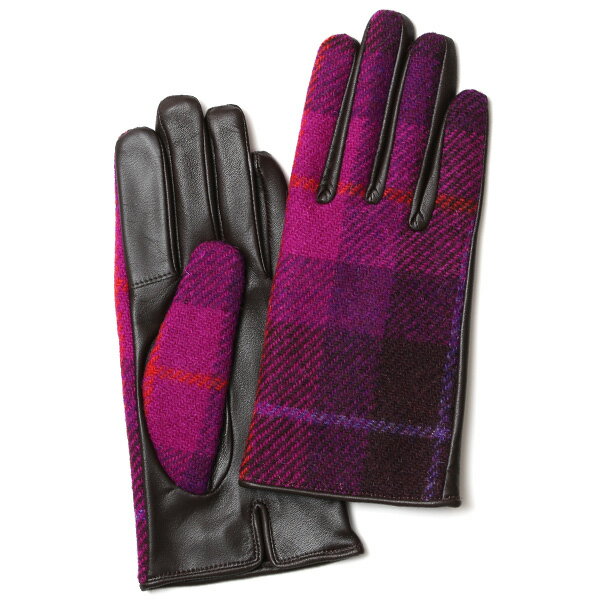 ハリスツイード 日本製 革手袋 レディース スマホ対応 化粧箱付き ブランド 防寒 本革 手袋 ピンク 桃色 チクチクしない 暖かい タッチパネル 操作可能 プレゼント ギフト かわいい 女性 ビジネス 仕事 クリスマス KURODA(クロダ)