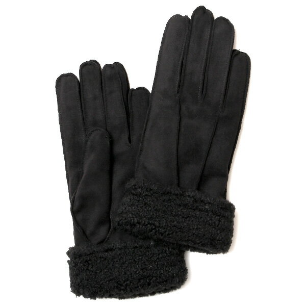 フェイクスエード マイクロボア裏地 暖かい 防寒 レディース 手袋 ブラック 黒 黒色 日本企画 ブランド クリスマス かわいい 女性 ギフト プレゼント ファー付き おしゃれ チクチクしない KURODA(クロダ)