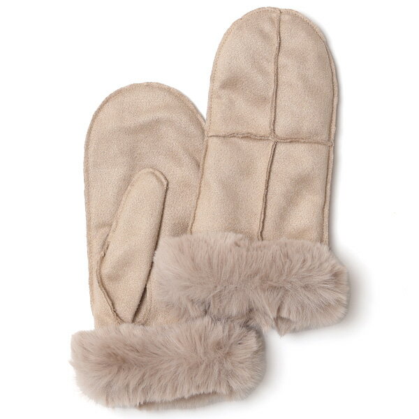 フェイクスエード マイクロボア裏地 ミトン レディース 防寒 手袋 ベージュ 肌色 日本企画 ブランド クリスマス かわいい 女性 ギフト プレゼント 指無し グローブ おしゃれ チクチクしない KURODA(クロダ)