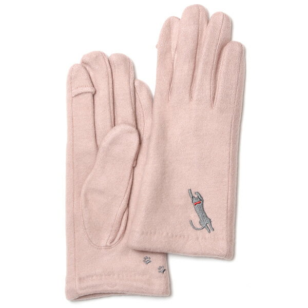 KURODA(クロダ) おひるねねこ レディース 手袋 スマホ操作可能 ピンク 桃色 暖かい 裏起毛 防寒 猫 動物 アニマル キャラクター 刺繍 かわいい 暖かい 裏起毛 日本企画 ブランド タッチパネル スマートフォン