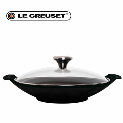 ルクルーゼ ウォク・プレート（ガラス蓋付）　マットブラック　IH対応Le CREUSET