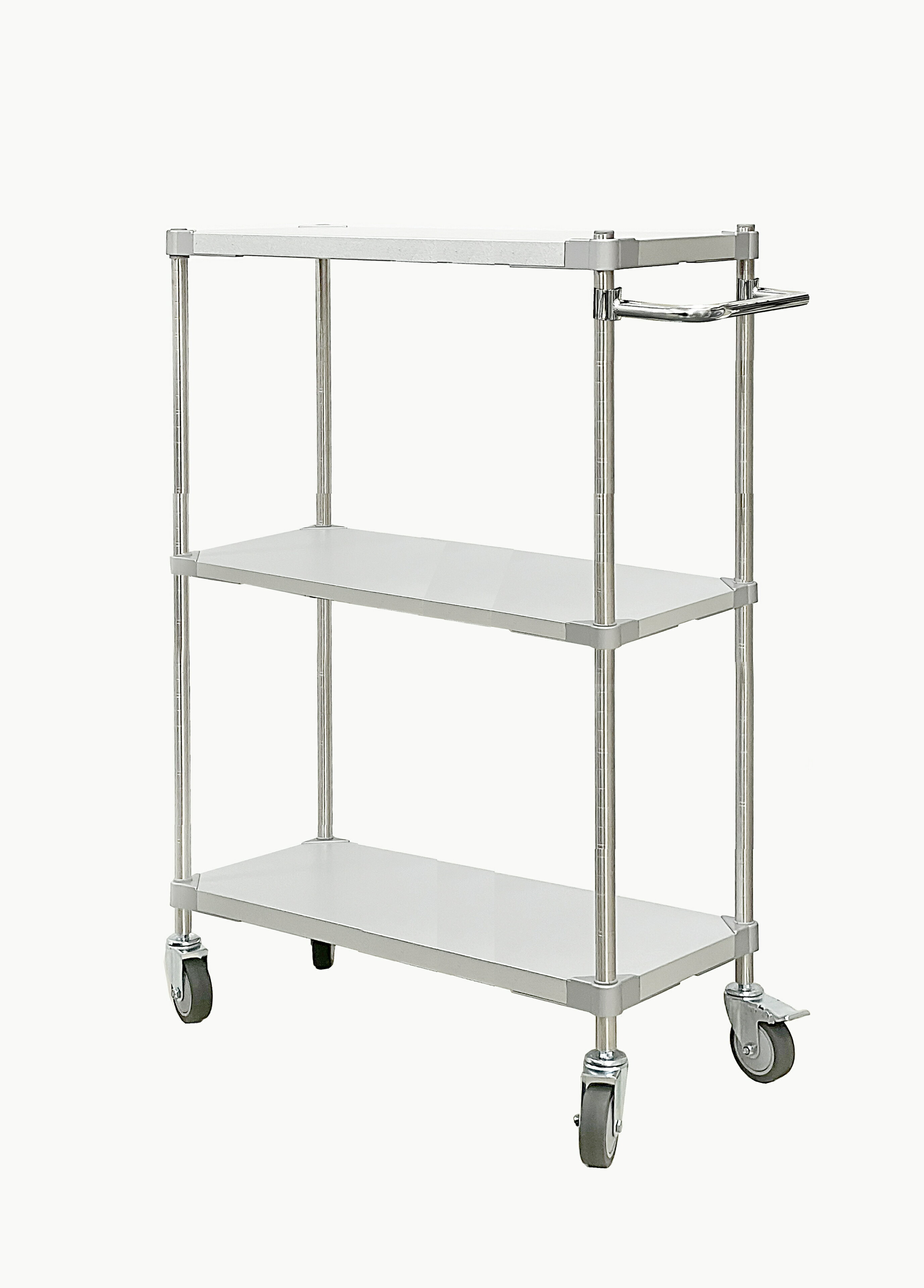 【PROFACE】ガルバシェルフワゴン35×90 3段 ポール1200　取っ手付き　衛生　食品　棚　頑丈　抗菌　シ..