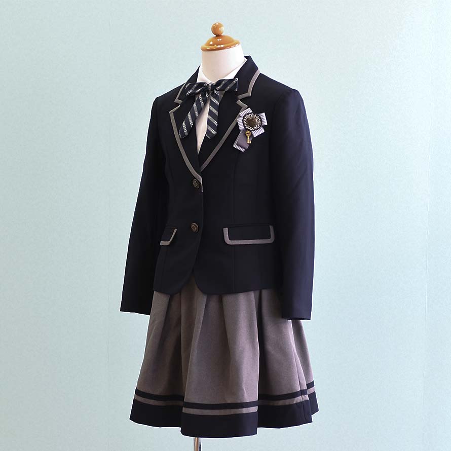 【レンタル】子供服 フォーマル レンタル 女の子【FG-86】【150】【黒/グレー黒ストライプ】【ELLE】女の子 子供 スーツ レンタル/入学式/卒業式/卒園式/七五三/お呼ばれ/結婚式/冠婚葬祭/お受験服/激安/格安