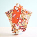 【レンタル】七五三 着物 3歳 女の子 フルセット レンタル【030117】【クリーム・オレンジ/花】七五三 レンタル 3歳/三歳/3才/女児/753