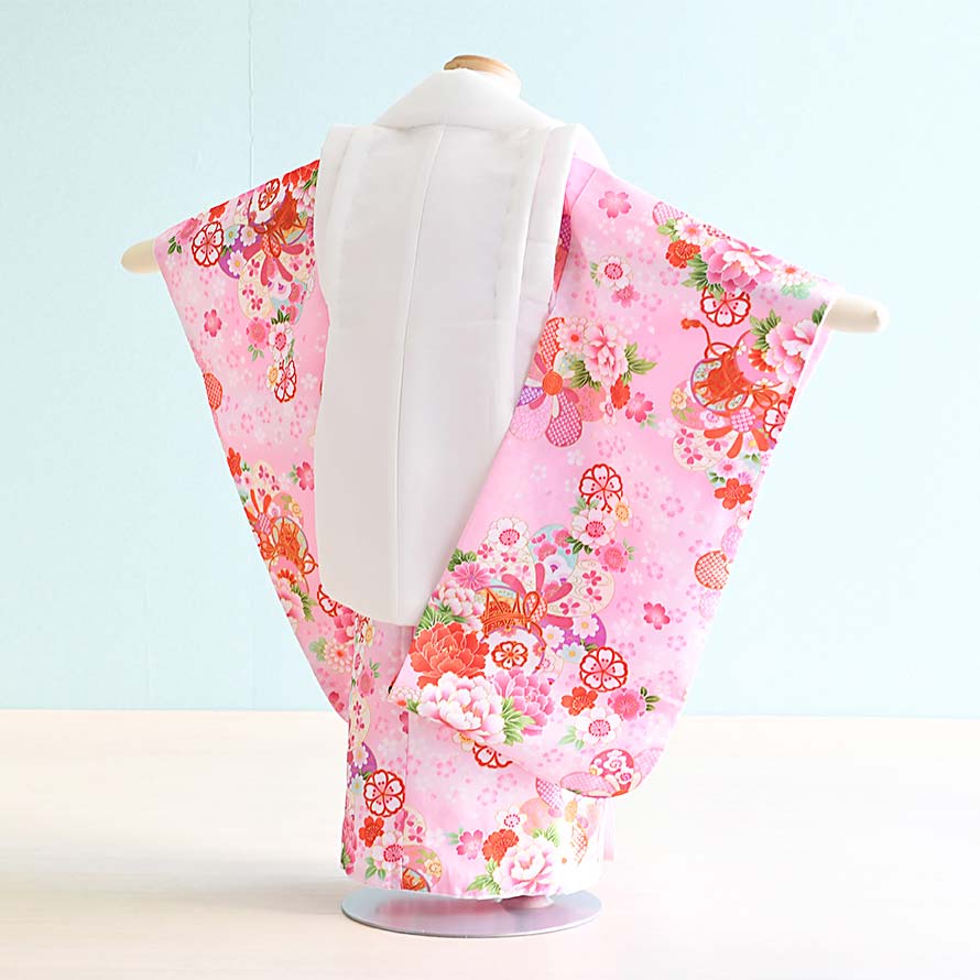 【レンタル】七五三 着物 3歳 女の子 フルセット レンタル【030133】【ピンク・白/花・まり】【花ひめ】七五三 レンタル 3歳/三歳/3才/女児/753 2