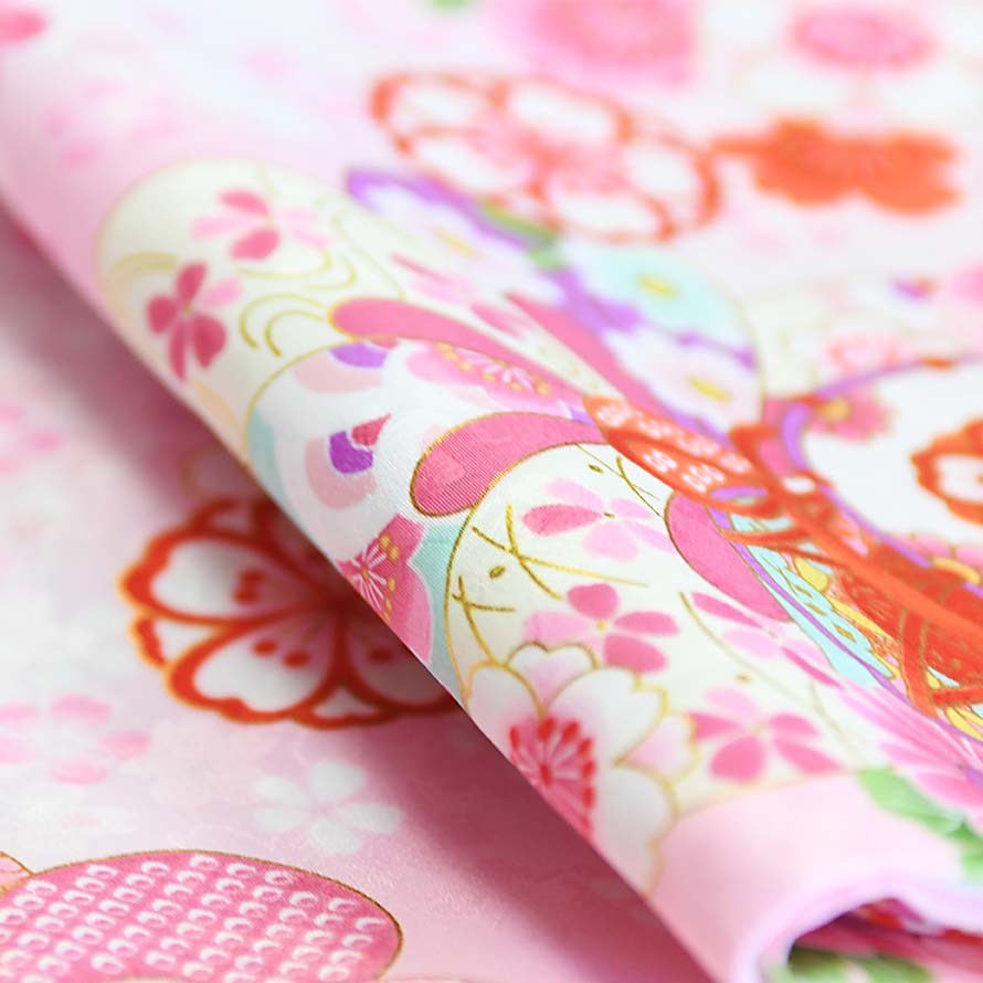 【レンタル】七五三 着物 3歳 女の子 フルセット レンタル【030133】【ピンク・白/花・まり】【花ひめ】七五三 レンタル 3歳/三歳/3才/女児/753 3