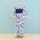 【レンタル】浴衣レンタル ゆかた レディース 女性【YW0043】【アイボリー/花・縞】30代/40代/50代/60代