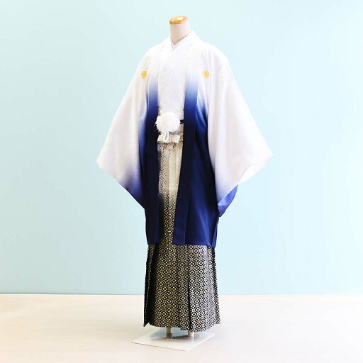 【レンタル】男性用 袴 レンタル 成人式 セット【DH0009】【白・青|金・黒/ぼかし・紋】羽織袴/紋付袴/メンズ袴/激安/格安 【レンタル】男性用 袴 レンタル 成人式 セット【DH0009】【白・青|金・黒/ぼかし・紋】羽織袴/紋付袴/メンズ袴/激安/格安