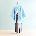 【レンタル】男性用 袴 レンタル 卒業式 結婚式 セット【DH0033】【水色|グレー・銀/縞】羽織袴/紋付袴/メンズ袴/激安/格安