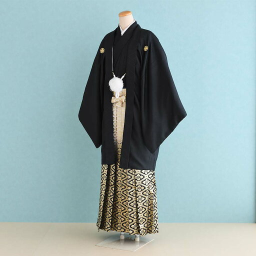 【レンタル】男性用 袴 レンタル 成人式 セット【DH0069】【黒|白・黒/金紋】羽織袴/紋付袴/メンズ袴/激安/格安 【レンタル】男性用 袴 レンタル 成人式 セット【DH0069】【黒|白・黒/金紋】羽織袴/紋付袴/メンズ袴/激安/格安