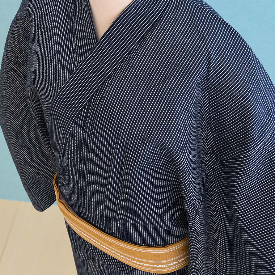 【レンタル】浴衣レンタル メンズ ゆかた【YM0024】【紺/縞】30代/40代/50代/60代