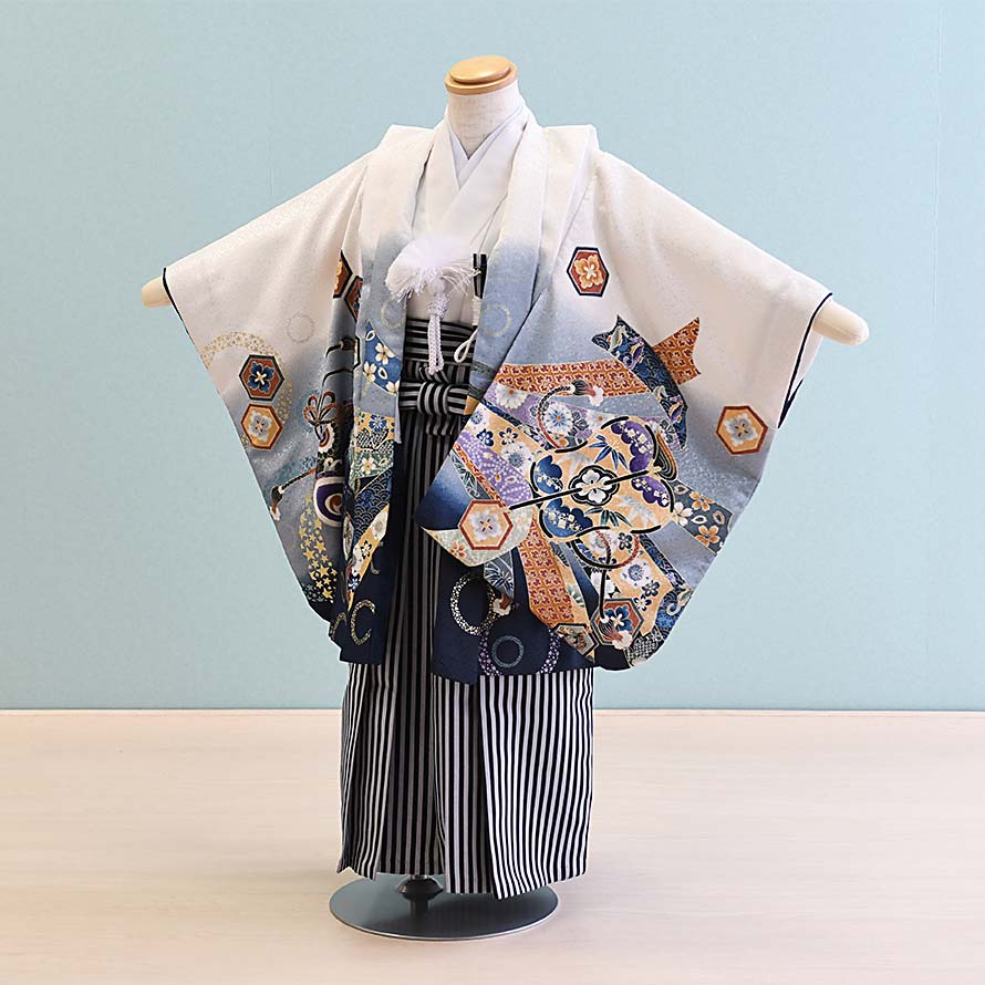 楽天東京レンタルいしょう　楽天市場店【レンタル】七五三 着物 5歳 男の子 フルセット レンタル【050090】【黒/兜】七五三 レンタル 5歳/五歳/5才/男児/753