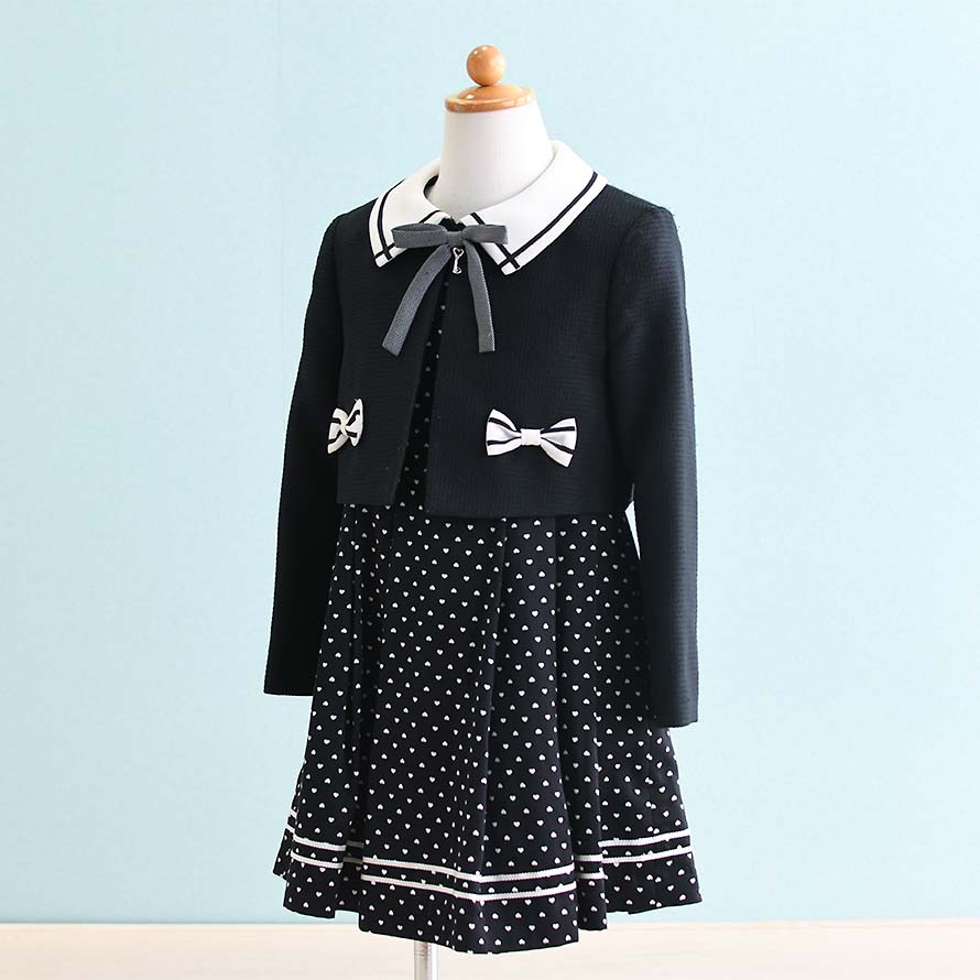 【レンタル】子供服 フォーマル レンタル 女の子【FG0030】【115】【黒/水玉】【Lili Lundi】女の子 子供 スーツ レンタル/入学式/卒業式/卒園式/七五三/お呼ばれ/結婚式/冠婚葬祭/お受験服/激安/格安