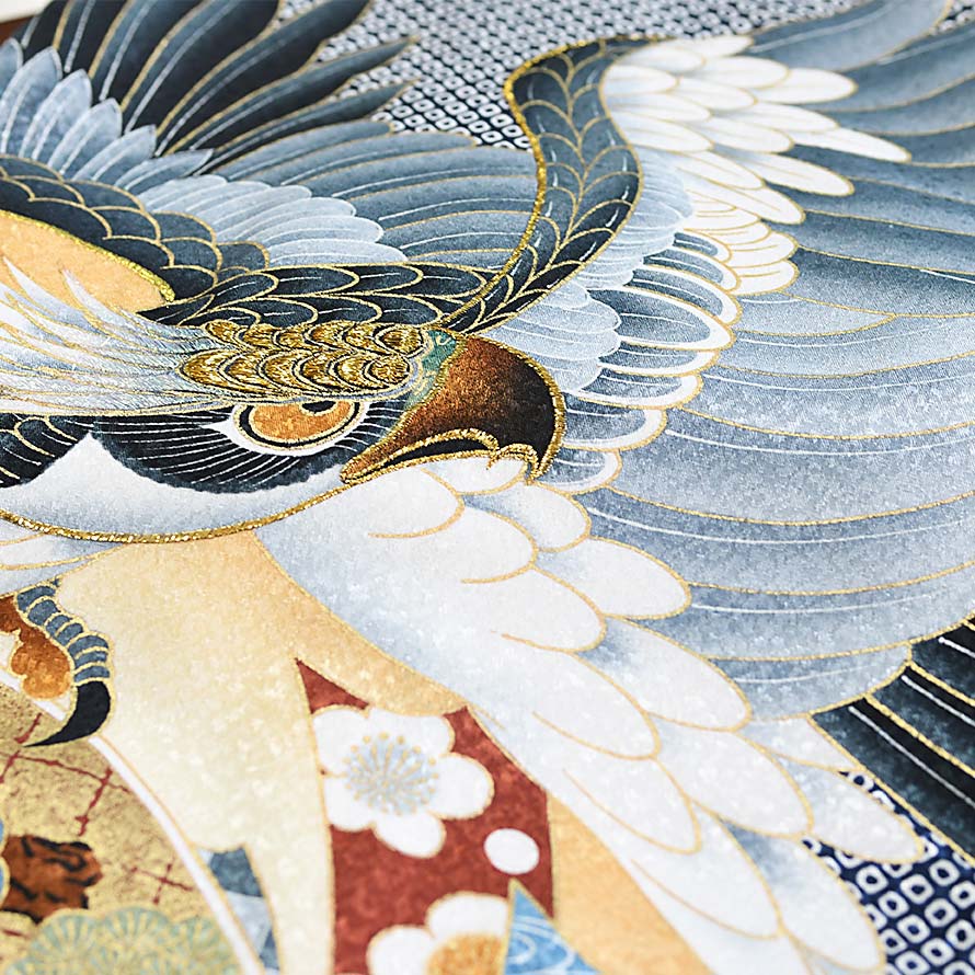 【レンタル】お宮参り 産着 レンタル 男の子【OB0060】【紺/絞り・鷹】お宮参り 男の子 レンタル/産着/のしめ/初着/男児