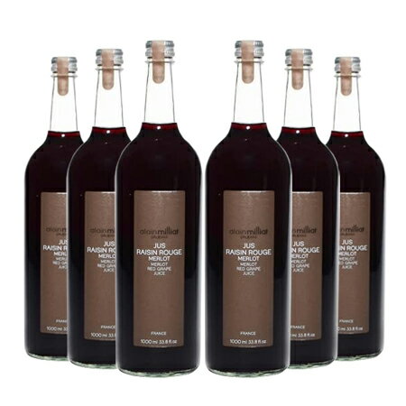 グレープ ジュース アラン ミリア メルロー種 赤 グレープジュース フランス 1000ml×6本 瓶 アルカン 送料無料のサムネイル