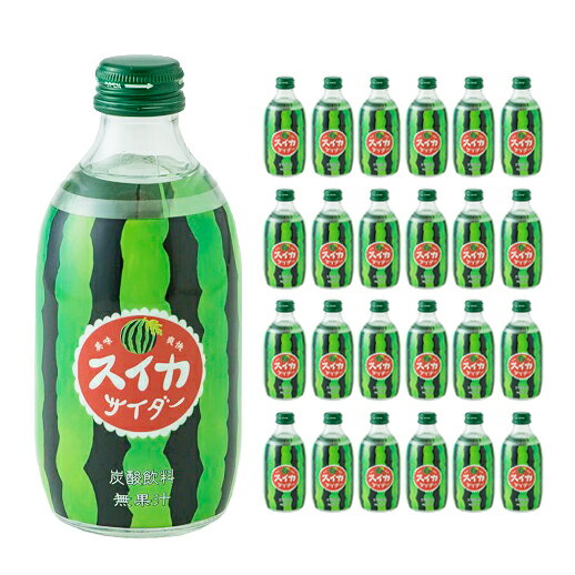 果実サイダー スイカサイダー 300ml 24本 果実 サイダー 炭酸 瓶 友桝飲料 送料無料