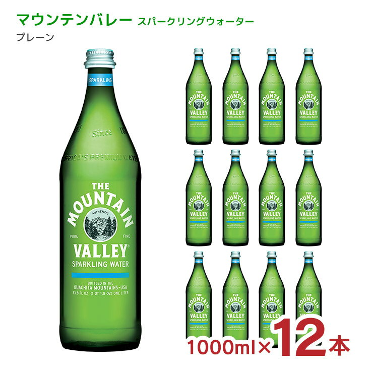 水 炭酸 マウンテンバレー スパークリングウォーター プレーン 1000ml 12本 天然水 炭酸水 送料無料 取り寄せ品